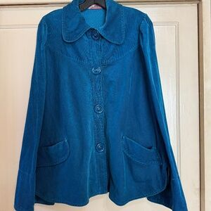Teal Corduroy Jacket- Size 13- 100% Cotton
